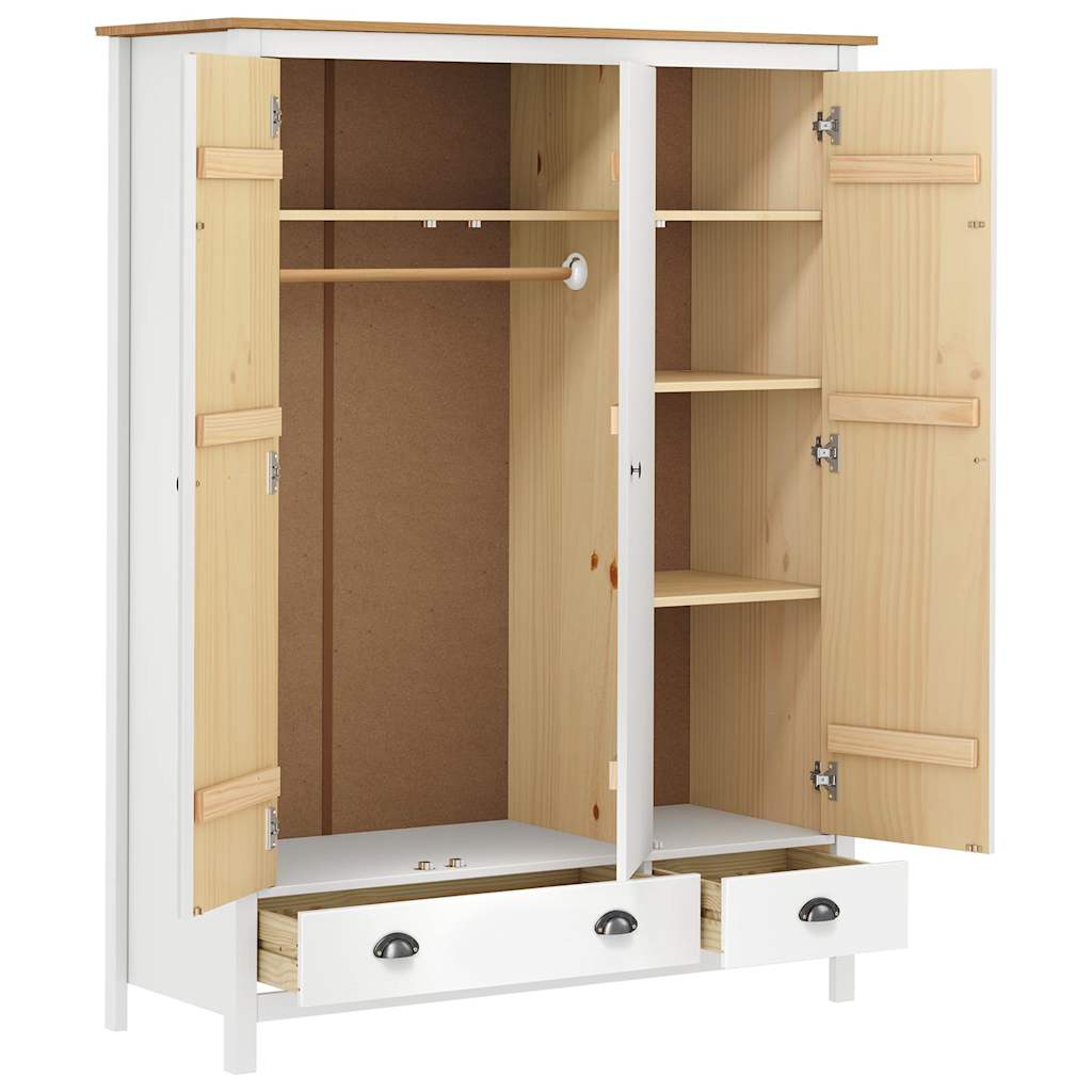 vidaXL Wardrobe | White and honey brown | Solid pine wood | Medium | Wardrobe 4