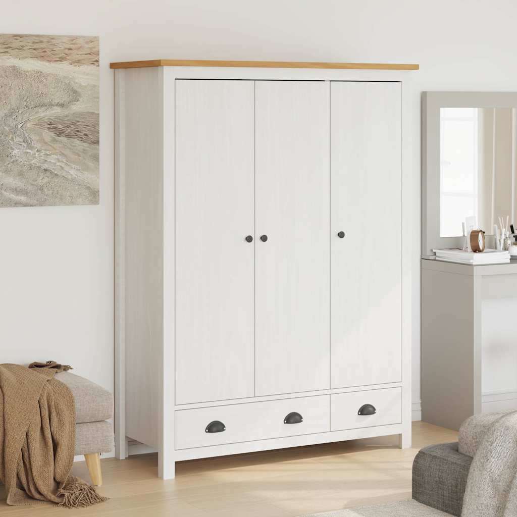 vidaXL Wardrobe | White and honey brown | Solid pine wood | Medium | Wardrobe 1