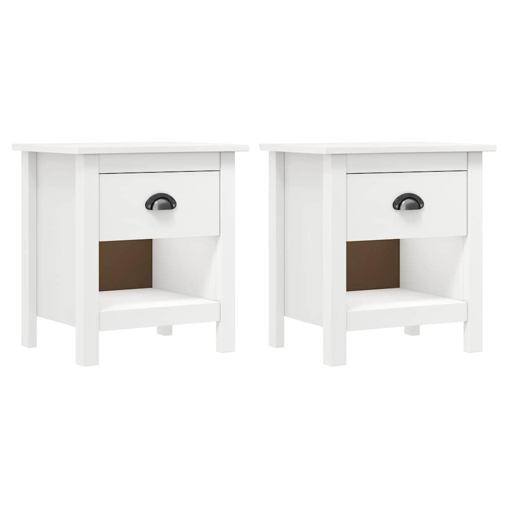 vidaXL Bedside Cabinet | Set of 2 | White | Solid pine wood | Compact 1