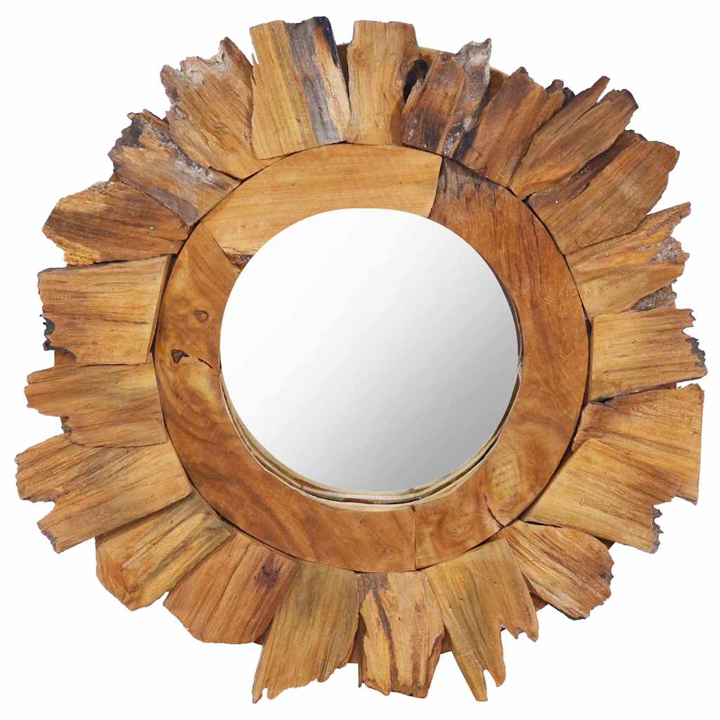 288803 vidaXL Wall Mirror 40 cm Teak Round 1