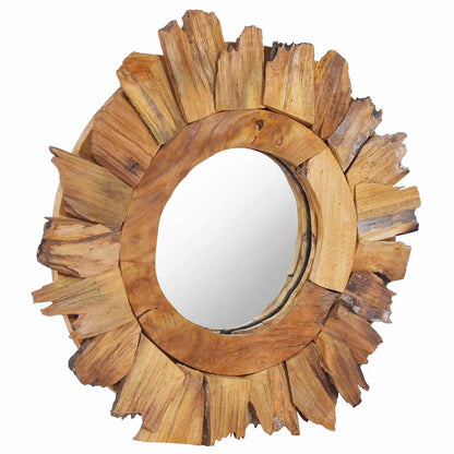 288803 vidaXL Wall Mirror 40 cm Teak Round 2
