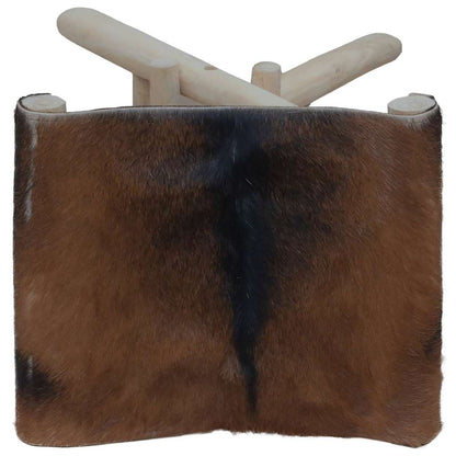 288815 vidaXL Folding Stool Goatskin Leather and Solid Teak Wood 4