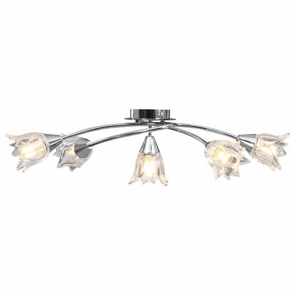 vidaXL Ceiling Lamp Transparent Glass Shades for 5 E14 Bulbs Tulip 1