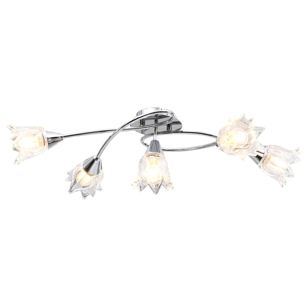 vidaXL Ceiling Lamp Transparent Glass Shades for 5 E14 Bulbs Tulip 2