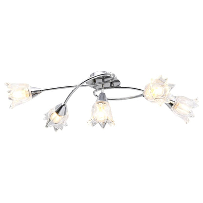 vidaXL Ceiling Lamp Transparent Glass Shades for 5 E14 Bulbs Tulip 2
