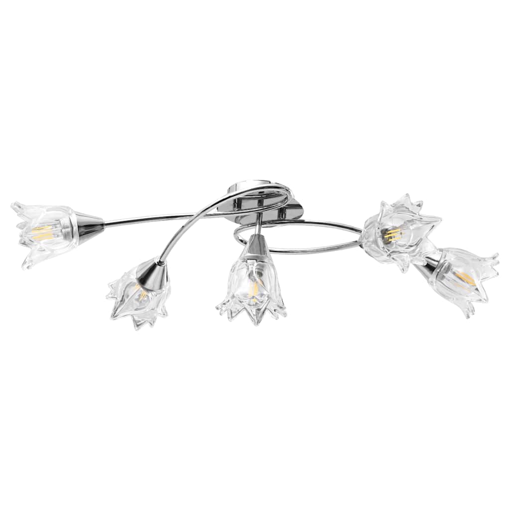 vidaXL Ceiling Lamp Transparent Glass Shades for 5 E14 Bulbs Tulip 3