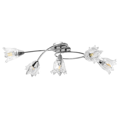 vidaXL Ceiling Lamp Transparent Glass Shades for 5 E14 Bulbs Tulip 3