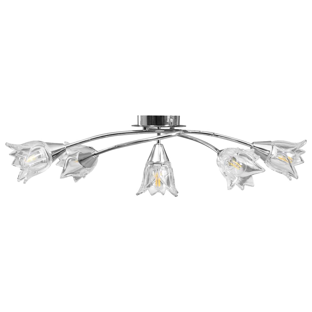 vidaXL Ceiling Lamp Transparent Glass Shades for 5 E14 Bulbs Tulip 4