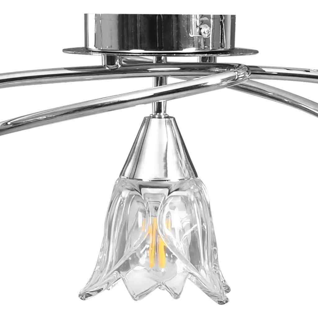 vidaXL Ceiling Lamp Transparent Glass Shades for 5 E14 Bulbs Tulip 6