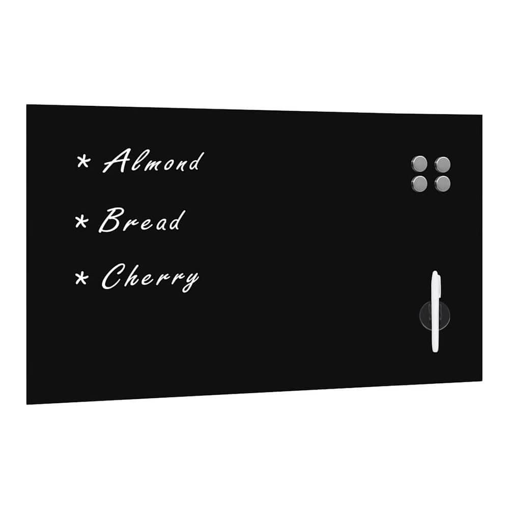Wall Mounted Magnetic Board Glass with Accessories Black 120 cm