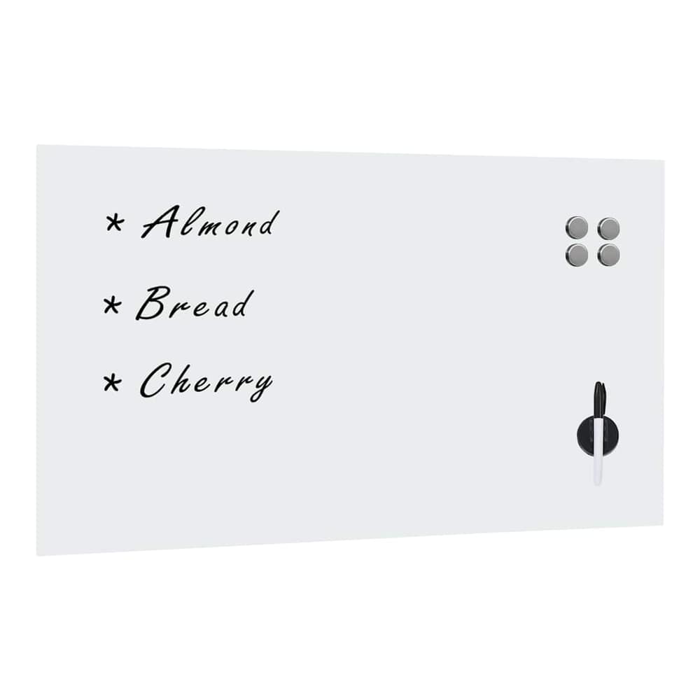 Wall Mounted Magnetic Board Glass with Accessories White 120 cm