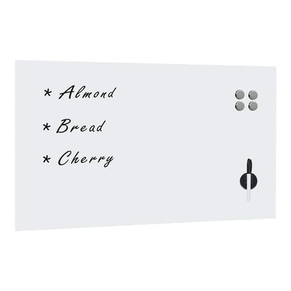 Wall Mounted Magnetic Board Glass with Accessories White 120 cm