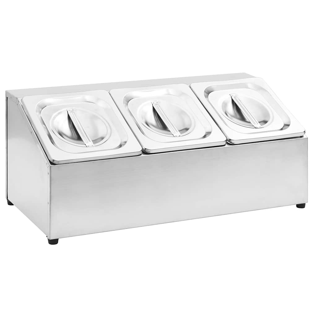 vidaXL Gastronorm Container Holder with 3 GN 1/6 Pan Stainless Steel 2
