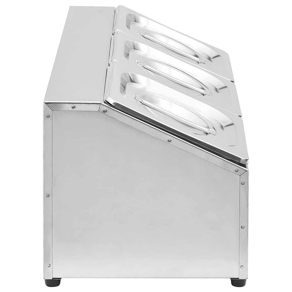 vidaXL Gastronorm Container Holder with 3 GN 1/6 Pan Stainless Steel 4