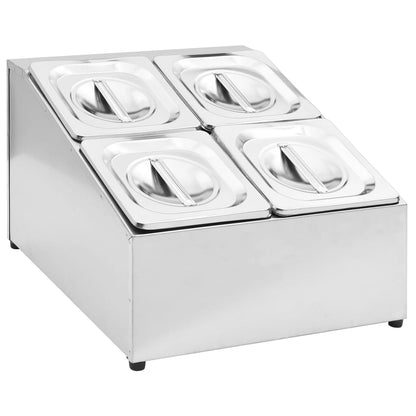 vidaXL Gastronorm Container Holder with 4 GN 1/6 Pan Stainless Steel 2