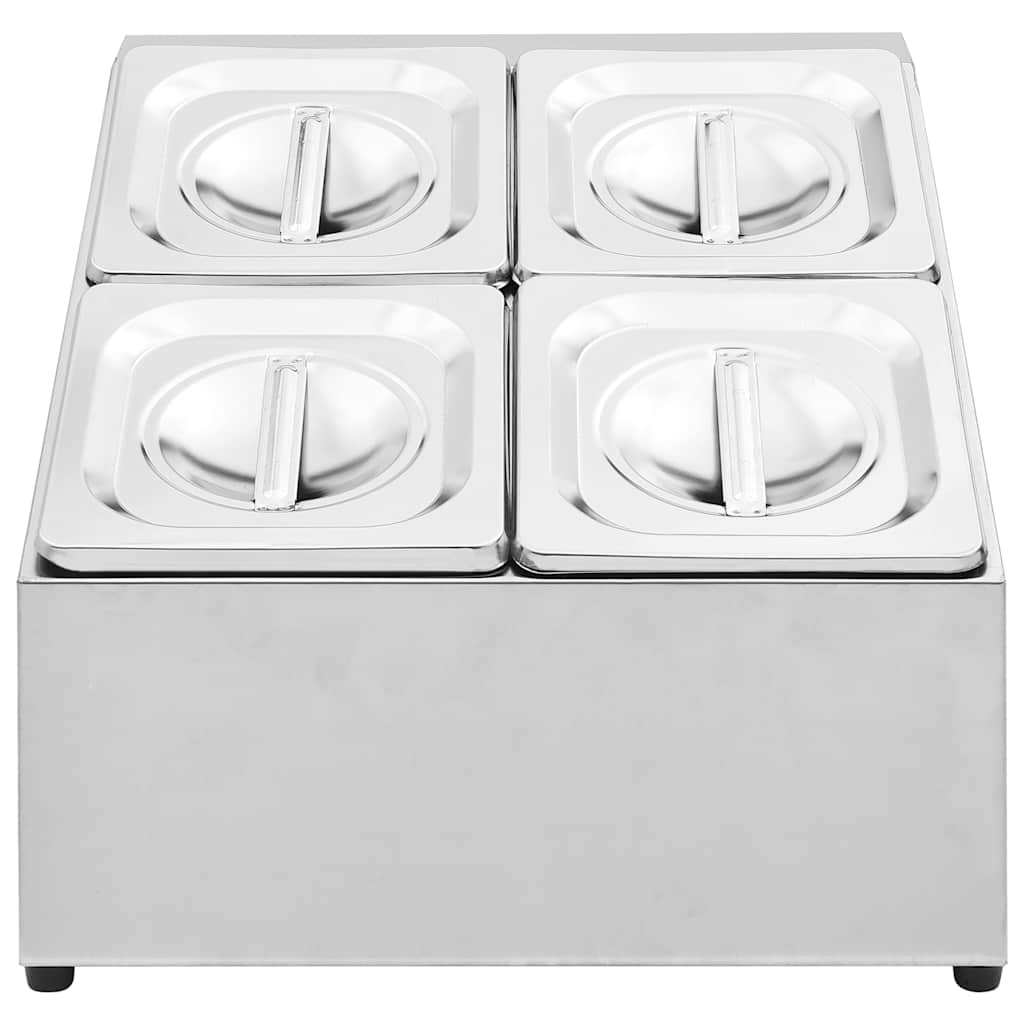 vidaXL Gastronorm Container Holder with 4 GN 1/6 Pan Stainless Steel 3
