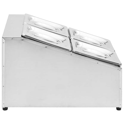 vidaXL Gastronorm Container Holder with 4 GN 1/6 Pan Stainless Steel 4