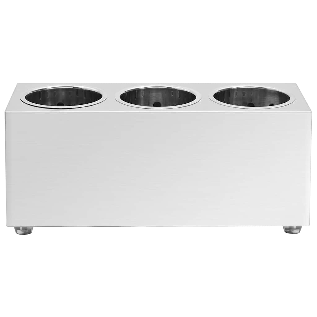 Cutlery Holder 3 Grids Rectangular Stainless Steel