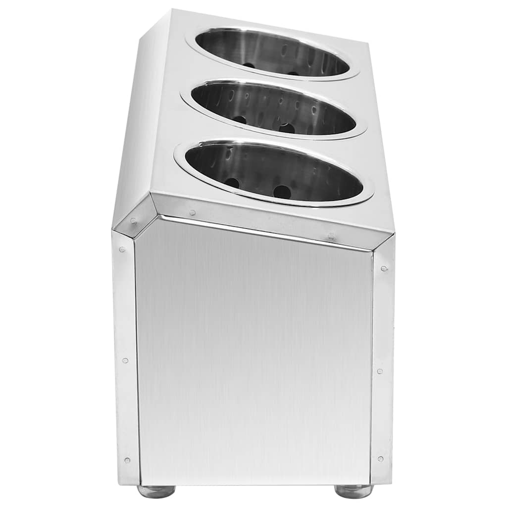 Cutlery Holder 3 Grids Rectangular Stainless Steel