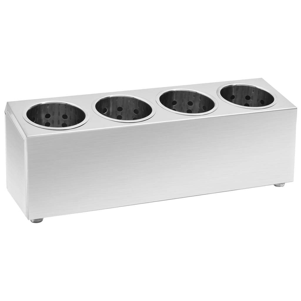 vidaXL Cutlery Holder 4 Grids Rectangular Stainless Steel 2