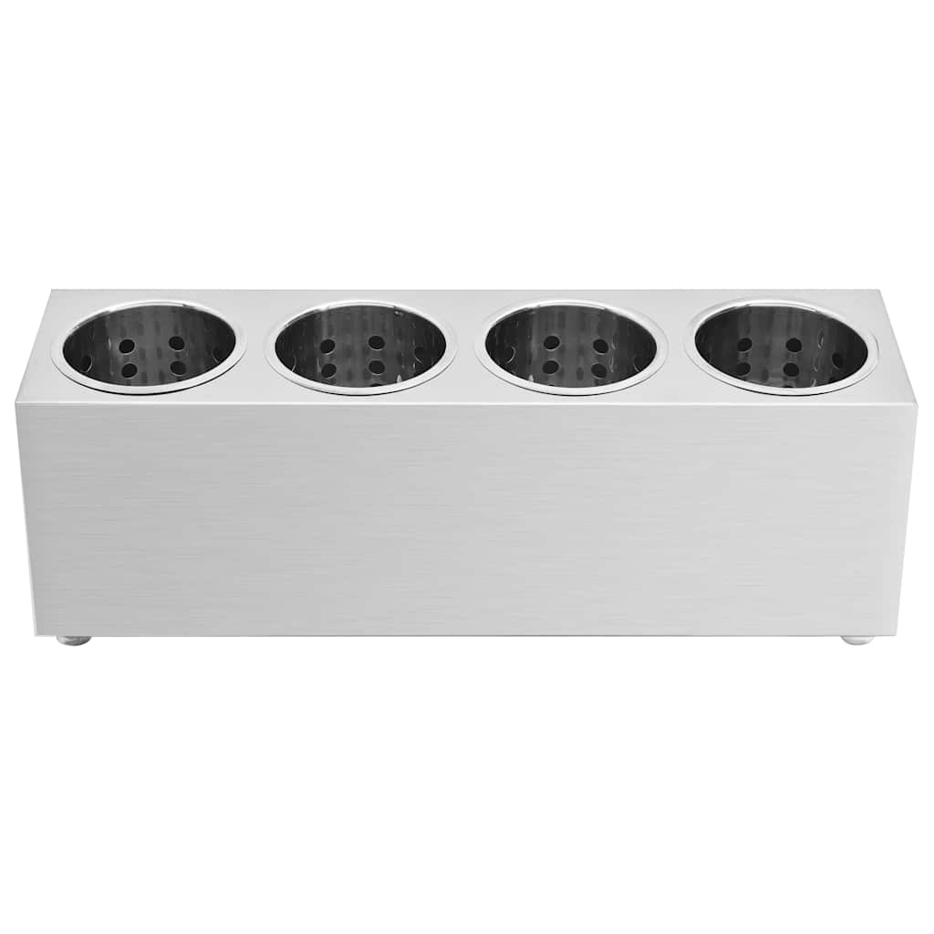 vidaXL Cutlery Holder 4 Grids Rectangular Stainless Steel 4