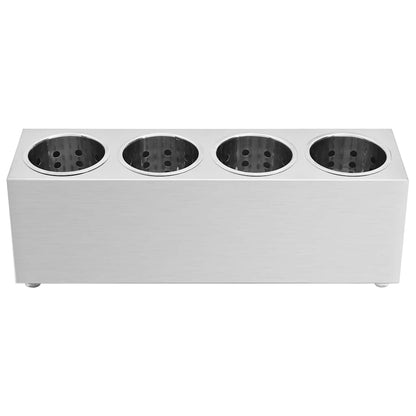 vidaXL Cutlery Holder 4 Grids Rectangular Stainless Steel 4