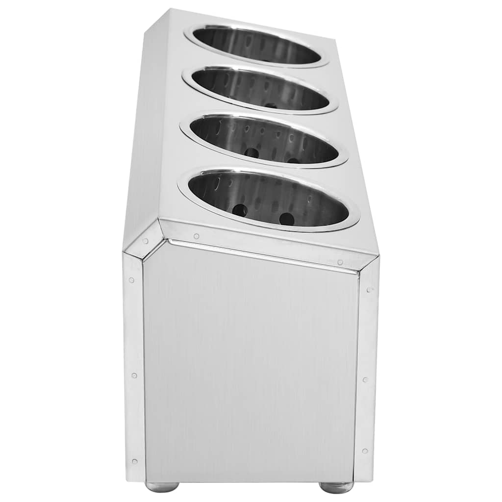 vidaXL Cutlery Holder 4 Grids Rectangular Stainless Steel 5
