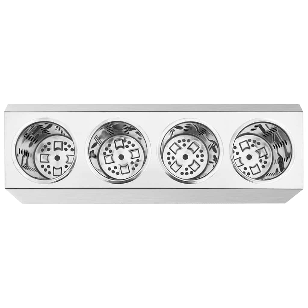 vidaXL Cutlery Holder 4 Grids Rectangular Stainless Steel 6
