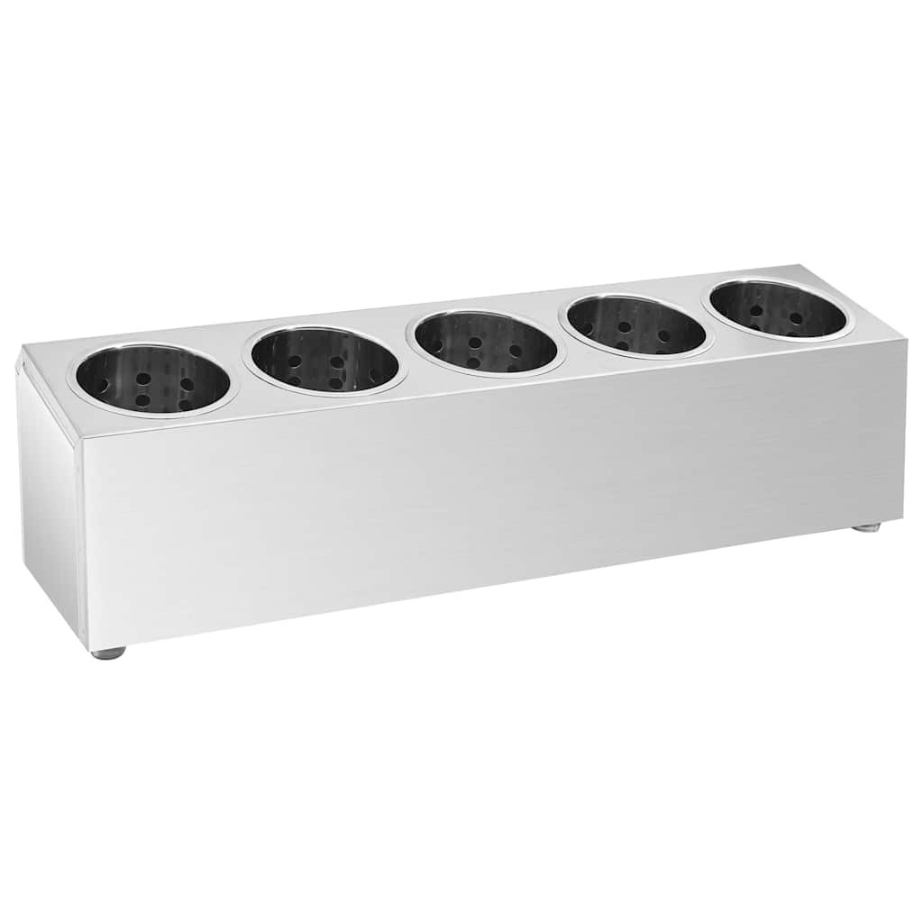 vidaXL Cutlery Holder 5 Grids Rectangular Stainless Steel 2