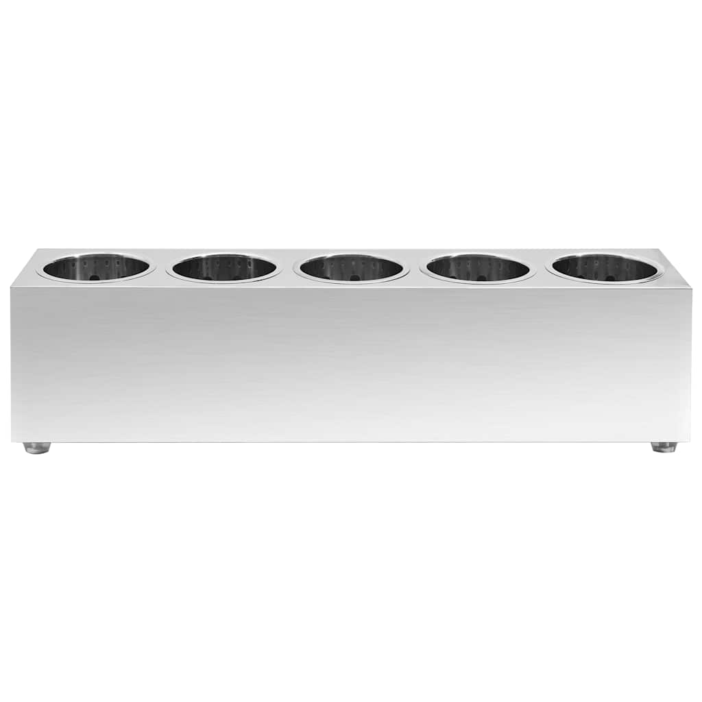 vidaXL Cutlery Holder 5 Grids Rectangular Stainless Steel 3