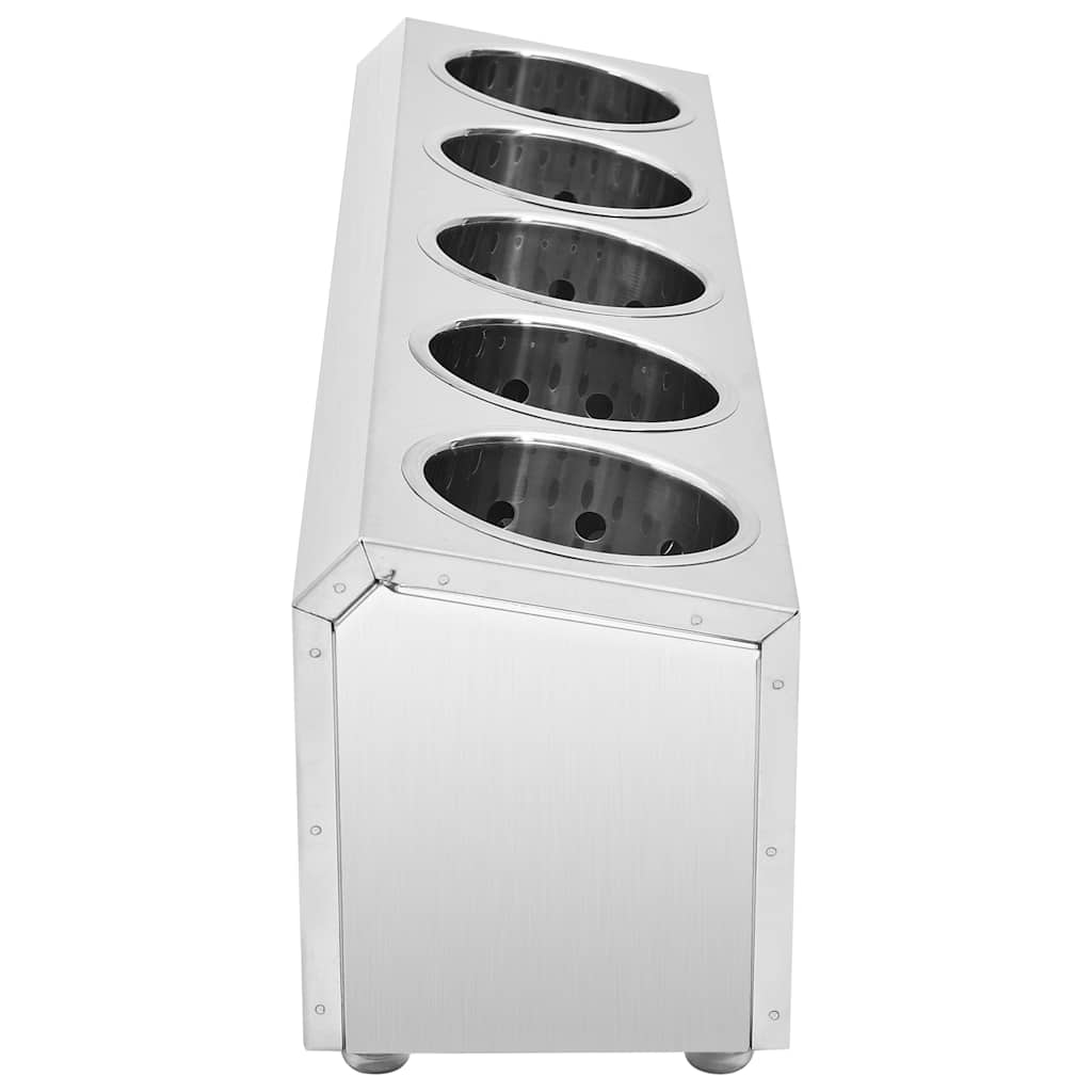 vidaXL Cutlery Holder 5 Grids Rectangular Stainless Steel 4