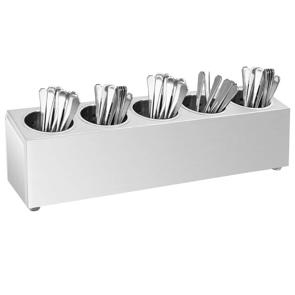 vidaXL Cutlery Holder 5 Grids Rectangular Stainless Steel 1