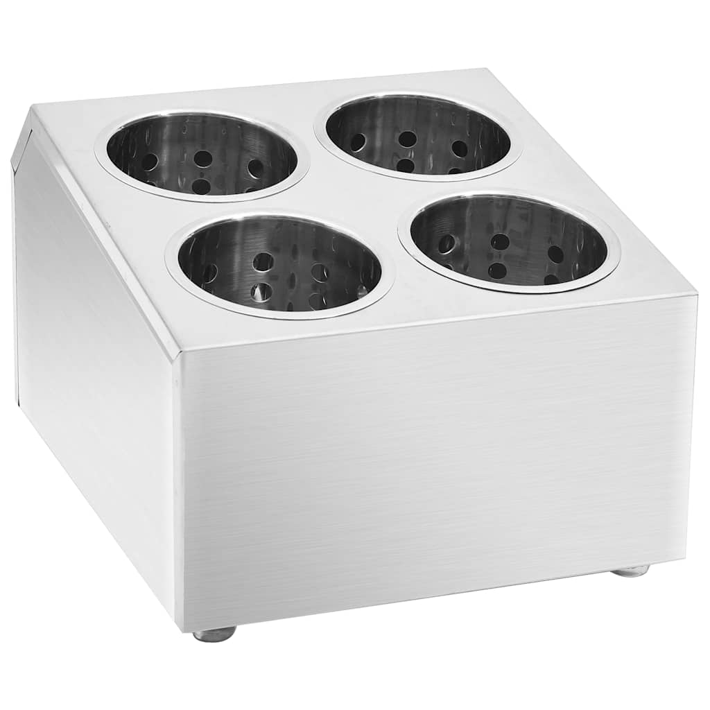 vidaXL Cutlery Holder 4 Grids Square Stainless Steel 2