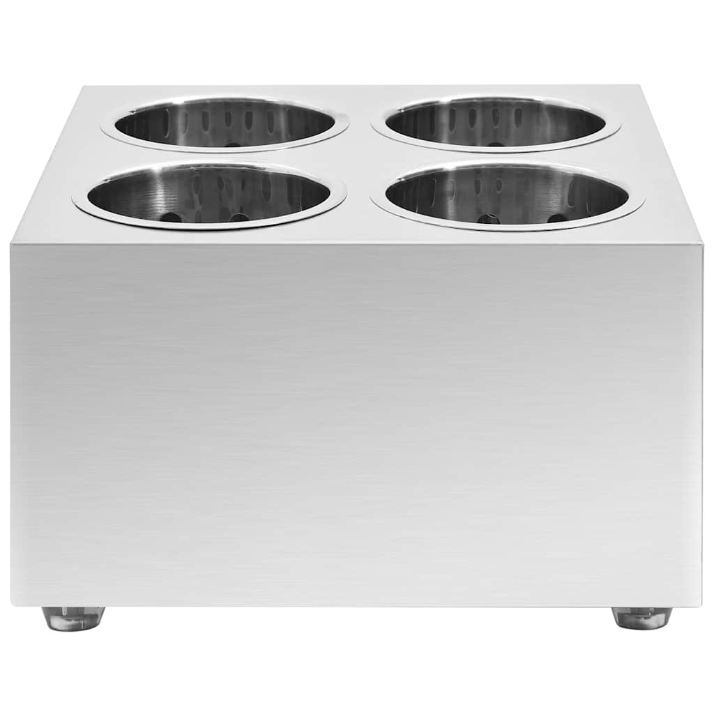 vidaXL Cutlery Holder 4 Grids Square Stainless Steel 3