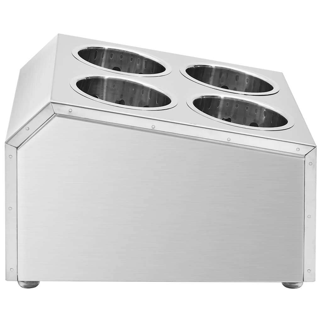 vidaXL Cutlery Holder 4 Grids Square Stainless Steel 4