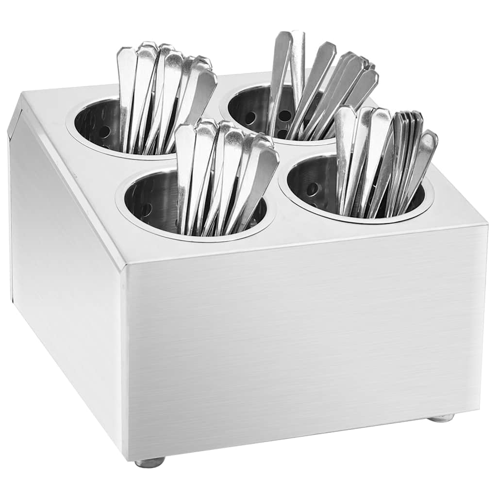 vidaXL Cutlery Holder 4 Grids Square Stainless Steel 1