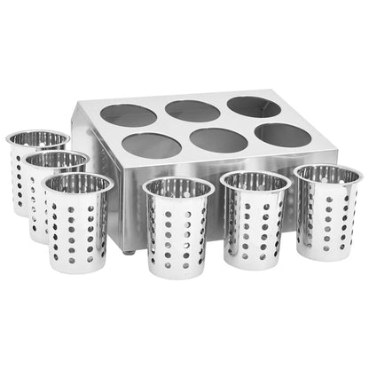 vidaXL Cutlery Holder 6 Grids Square Stainless Steel 6