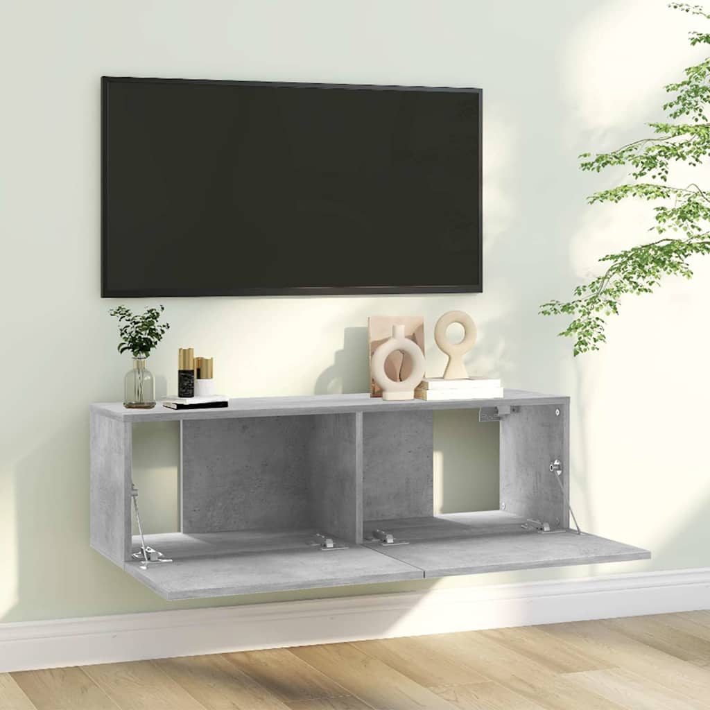 vidaXL TV Cabinet | Concrete grey | Engineered wood | Compact | Drop-Down 3