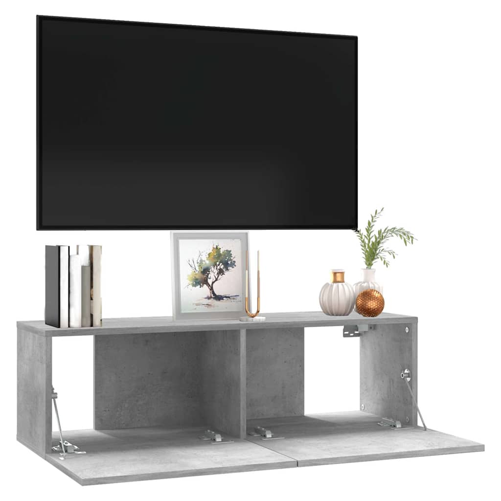 vidaXL TV Cabinet | Concrete grey | Engineered wood | Compact | Drop-Down 4