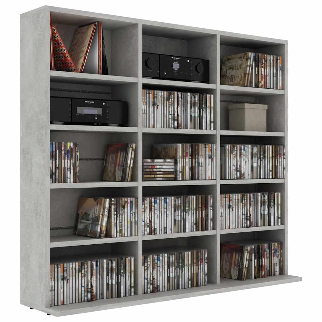 801791 vidaXL CD Cabinet Concrete Grey 100x23x89,5 cm Engineered Wood 5