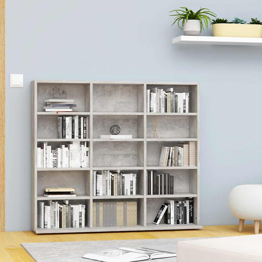 801791 vidaXL CD Cabinet Concrete Grey 100x23x89,5 cm Engineered Wood 1
