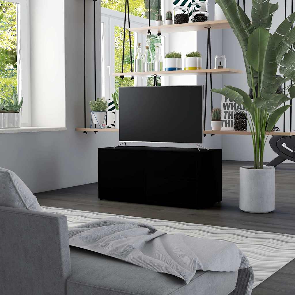 vidaXL TV Cabinet Black 80x34x36 cm Engineered Wood 1