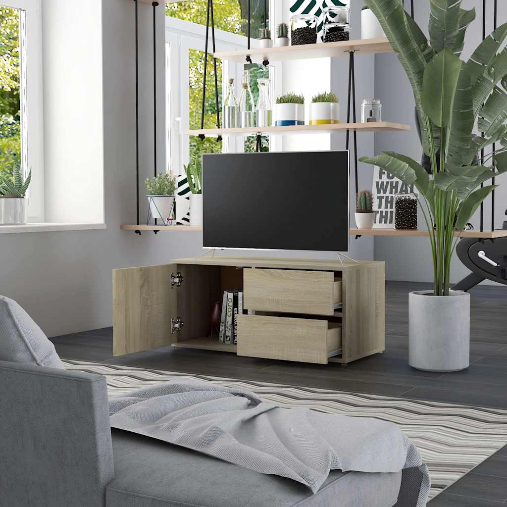 vidaXL TV Cabinet | Sonoma Oak | Engineered Wood | 80x34x36 cm | Drawers 3