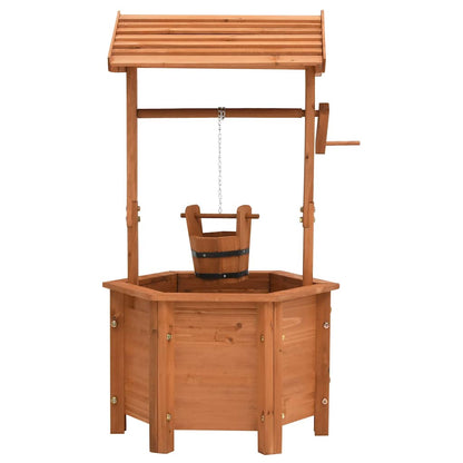 vidaXL Wishing Well Planter | Brown | Firwood with water based paint | Medium 2