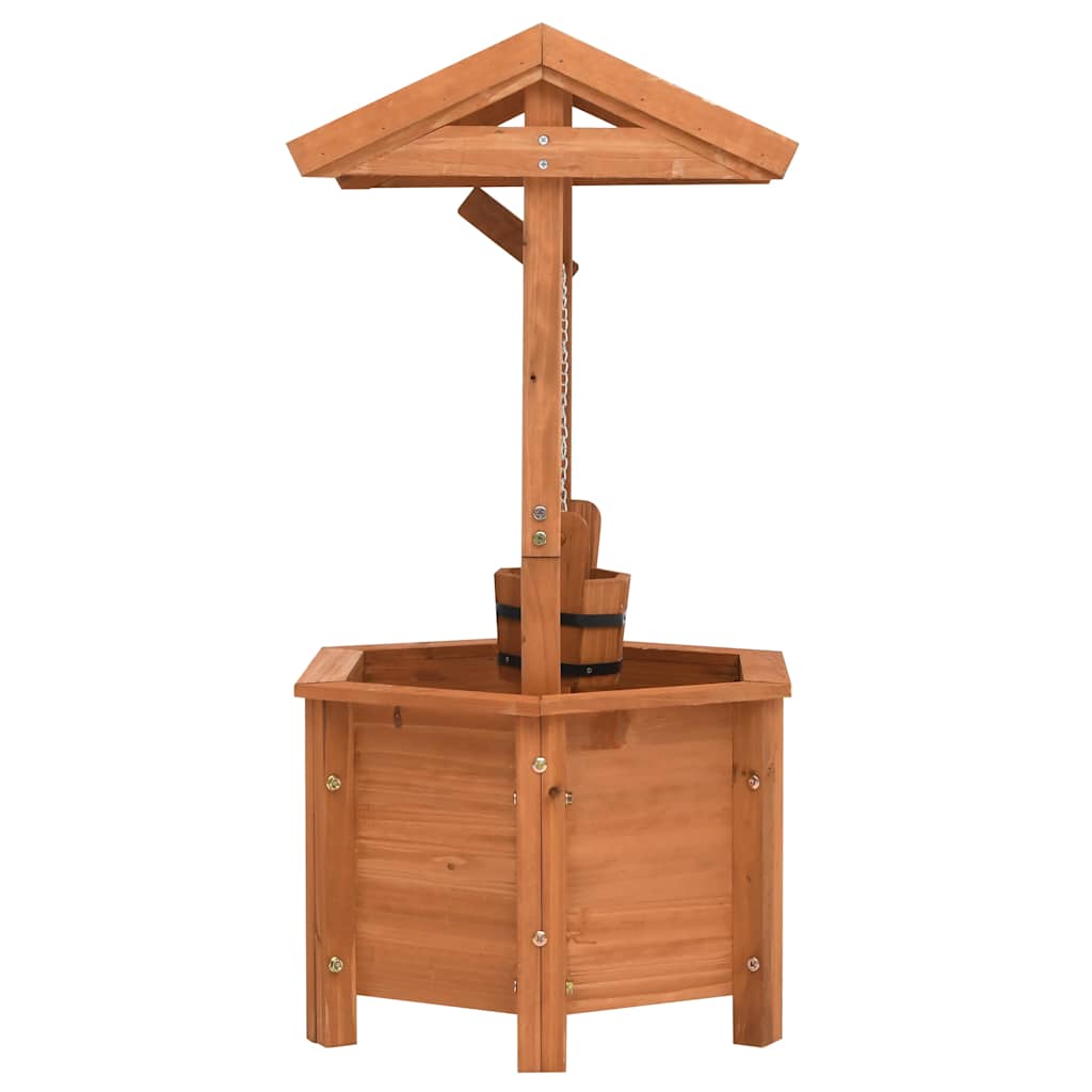 vidaXL Wishing Well Planter | Brown | Firwood with water based paint | Medium 3