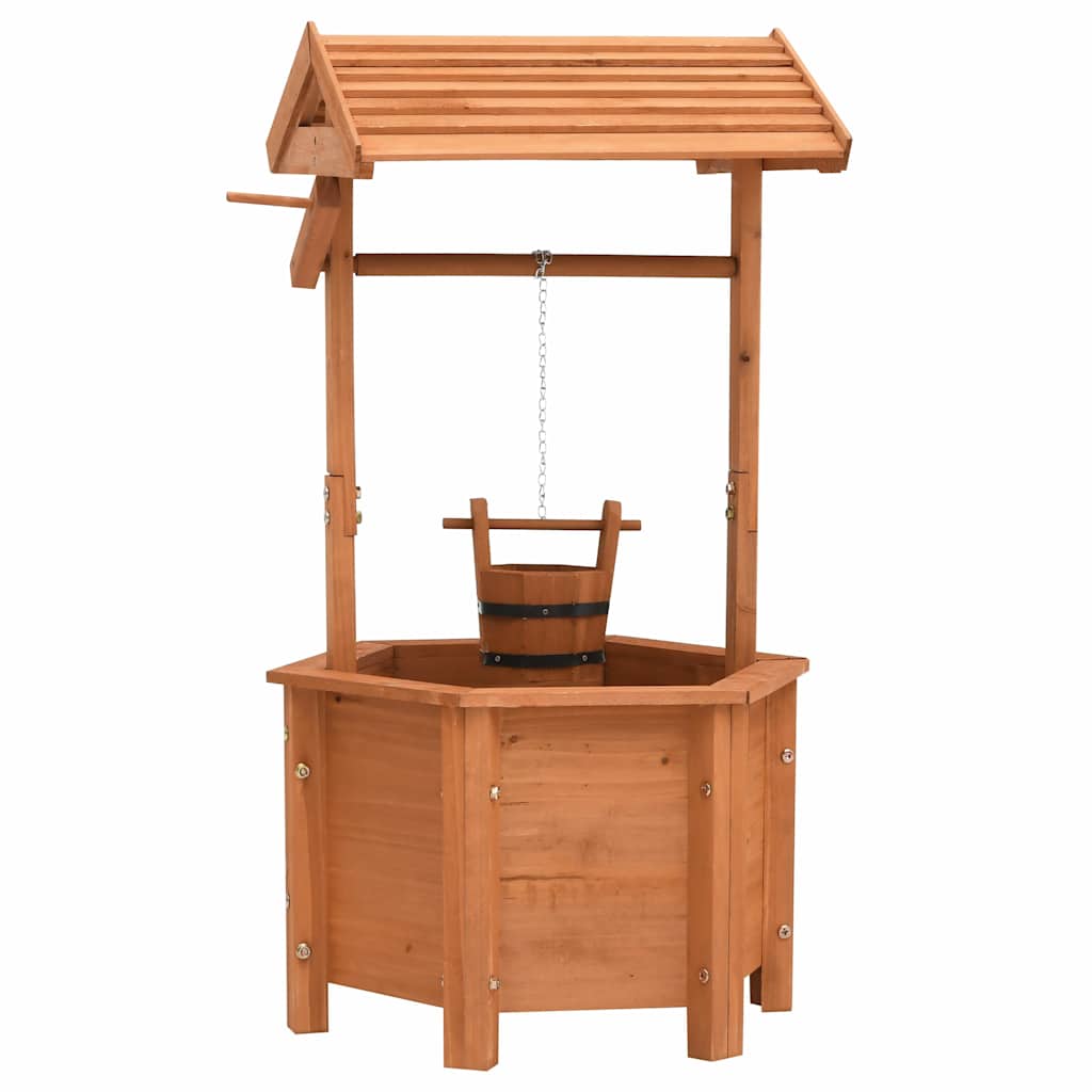 vidaXL Wishing Well Planter | Brown | Firwood with water based paint | Medium 4