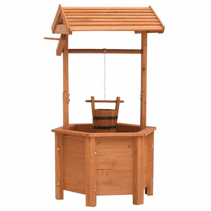 vidaXL Wishing Well Planter | Brown | Firwood with water based paint | Medium 4