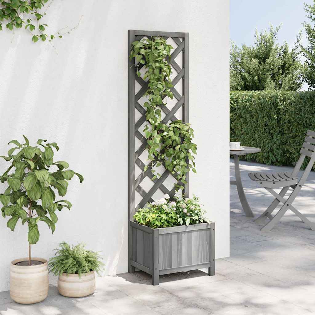 vidaXL Planter with Trellis 40x30x135 cm Solid Wood Fir 3