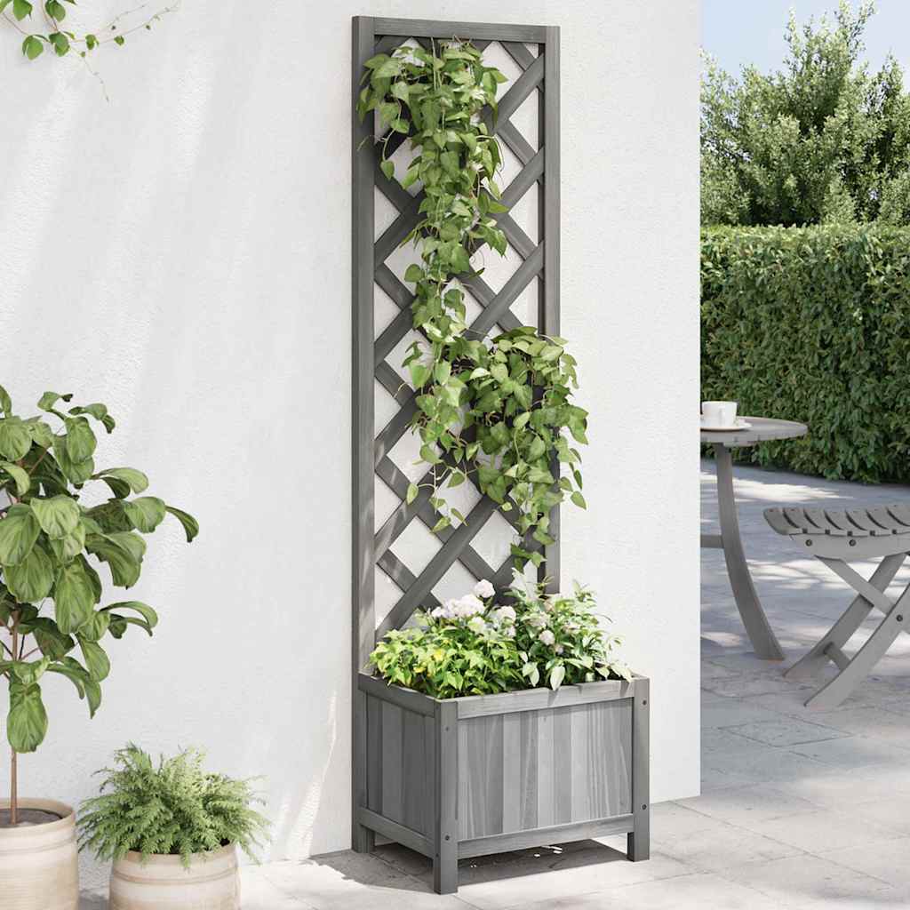 vidaXL Planter with Trellis 40x30x135 cm Solid Wood Fir 1