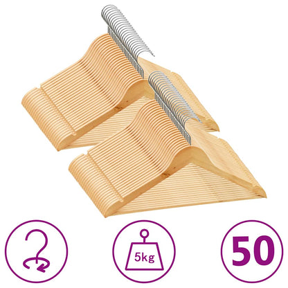 vidaXL Hanger | Set of 50 | Light brown | Hardwood, Metal | Standard | Rotatable 1